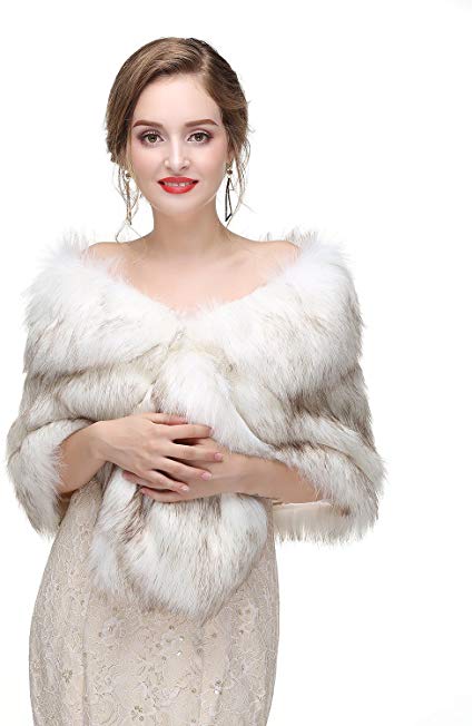 Luyao Women's Faux Fur Shawl Shrug Universal Girl Wraps