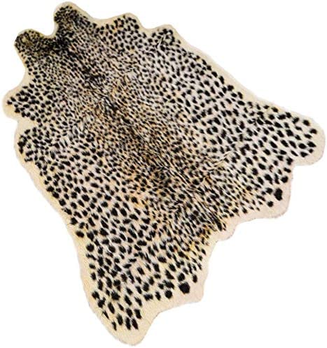 Leopard Print Rug,Faux Cowhide,Artificial Carpet,Simulation Cowhide, Leopard, Tiger, Zebra, Cow Hide Mat Rug Animal Print Rug Hide Faux Carpet (A) / 40x37inch,3.3x3.1ft