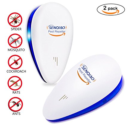 SENQIAO Ultrasonic Pest Control, Electronic Insect Repellent Pest Repeller Plug In, Indoor Repellent for Cockroach, Rodents, Flies, Moquitos, Ants, Spiders, Fleas, Mice and More for Home (2 Pack)