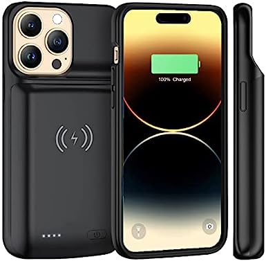 AFTRYOUGO Battery Case for iPhone 14 Pro/14/13 Pro/13 7000mAh, Wireless Charging & Wired Earphone Sync-Data Supported, Portable Extended Charger 14/13 Pro, 6.1 inch-Black (Model:XDL-640MW)