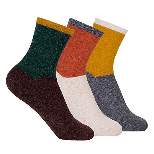 3 Pairs Women's Winter Merino Wool Socks - Crew Soft Socks Suit for Cold Weather