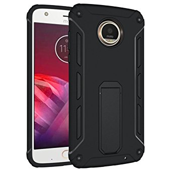 Moto Z2 Play Case,E-outfit Shock proof Hybrid Dual Layer Protective Armor with Kickstands Bumper Cover For Motorola Z2 Play Phone - Black