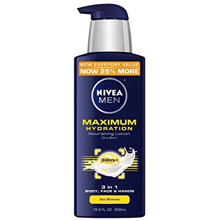 Nivea For Men Maximum Hydration Nourishing Lotion for Dry Skin, 16.9 Ounce (Pack of 3)