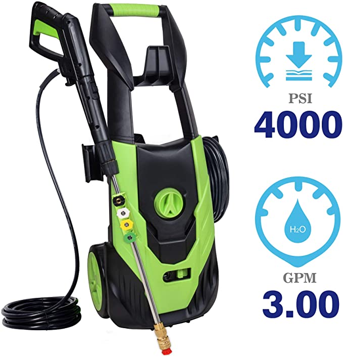 Ekcellent Power Washer 4000PSI 3.0GPM,Electric Pressure Washer with 5 Quick-Connect Spray Nozzles (0º, 15°,25º, 45° and soap) for Low to High Pressure to Wash Various Surfaces, Corded Washer
