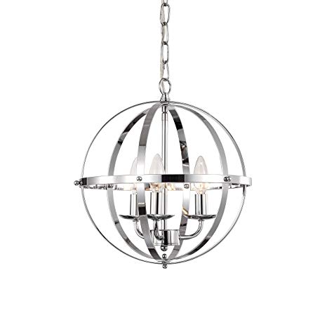 LaLuLa Chandeliers Chrome Chandelier Lighting Globe Pendant Light 3 Light Metal Ceiling Light Fixture 17176