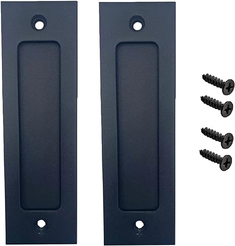 Fpz-bd 2pcs Running Black 7 inch Sliding Barn Door Finger Pull Set | Heavy Duty Modern Simple Invisible Handle| with Flat Bottom Easy to Install