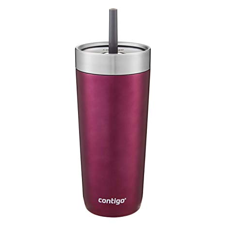 Contigo Luxe Stainless Steel Tumbler with Spill-Proof Lid and Straw | Insulated Travel Tumbler with No-Spill Straw, 18 oz, Passion Fruit