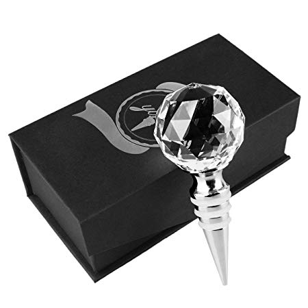 Wine Bottle Stoppers, YINUO Crystal Diamond Ball Champagne Stopper Red Wine Bottle Stopper Caps Wine Saver Sealer for Wine Lovers & Wedding Favors with Gift Box