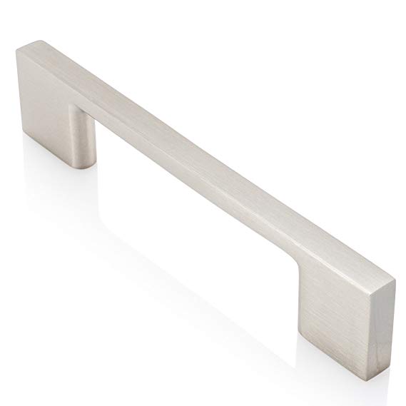 Southern Hills Brushed Nickel Cabinet Handles, 5.1 Inches Total Length, 3.75 Inch Screw Spacing, Nickel Drawer Pulls, Pack of 5, Modern Cabinet Hardware, Nickel Cabinet Pulls SH3229-96-SN-5