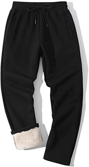 Haellun Men's Winter Fleece Sherpa Lined Sweatpants Active Running Jogger Pants