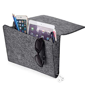 APPPT Felt the bed receive bag pocket remote cloth hanging bags hang hang grocery bags storage bags upgrade design with cable hole pockets and two small pockets