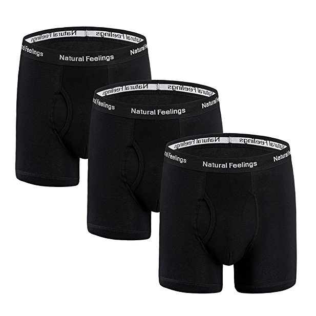 Mens Underwear Boxer Briefs Natural Cotton Black Classic Underwear Men Pack of 3