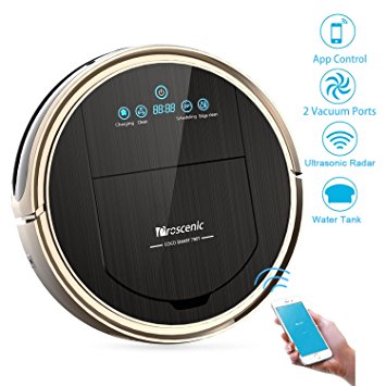 Proscenic 790T WIFI Robotic Vacuum Cleaner, Smartphone APP Remote Control, Ultrasonic Radar, Floor Moping Robot with Water Tank & HEPA Filter for Pet Fur and Allergens