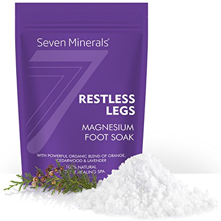 New RESTLESS LEGS Magnesium Chloride Flakes 3lb – Absorbs Better than Epsom Salt - Unique Foot Soak Formula For RLS Syndrome and Leg Cramps Treatment - With USDA Organic Orange, Cedarwood & Lavender