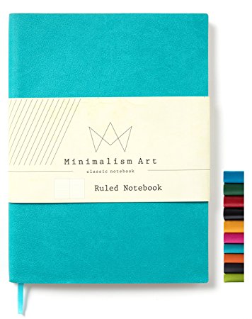 Minimalism Art | Soft Cover Notebook Journal, Size: 5.8" X 8.3", A5, Blue, Ruled/Lined Page, 192 Pages, Fine PU Leather, Premium Thick Paper - 100gsm | Designed in San Francisco
