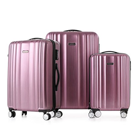 TOMSHOO Luxury Shiny 3PCS Luggage Set Carry-on Suitcase PC  ABS Trolley 20quot24quot28quot Hard Shell TSA Lock Spinner Set