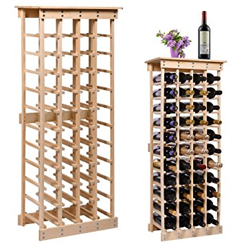 LAZYMOON 44 Bottle Wood Wine Rack Storage Display Shelves Kitchen Decor Natural
