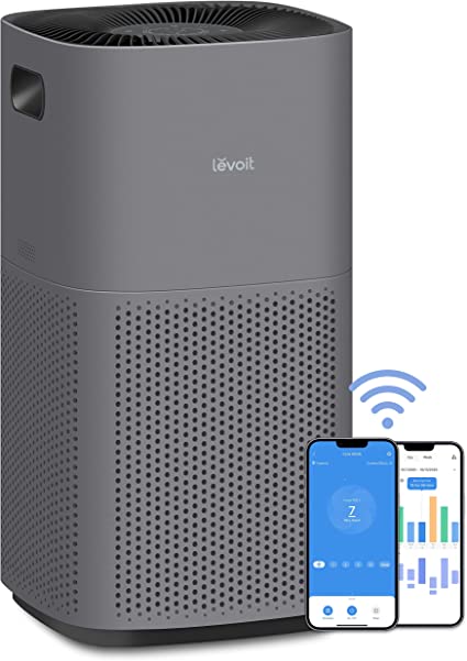 LEVOIT Air Purifiers for Home Large Room, Covers up to 3175 Sq. Ft, Smart WiFi and PM2.5 Monitor, H13 True HEPA Filter Removes 99.97% of Particles, Pet Allergies, Smoke, Dust, Alexa Control, Gray