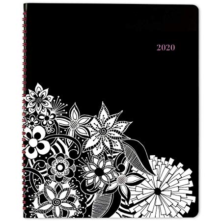 2020 Planner, Cambridge Weekly & Monthly Planner, 8-1/2" x 11", Large, FloraDoodle, Black and White (589-905)