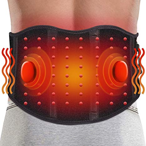 ARRIS Heating Massage Back Wrap - Portable Heated Waist Belt with Vibration Massager -Pain Relief for Lower Back Lumbar Waist Abdominal Stomach Spine - 7.4V Battery Powered Heat Therapy