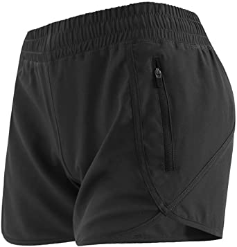 AJISAI Women's Workout Athletic Shorts Lightweight Running Shorts Zipper Pockets
