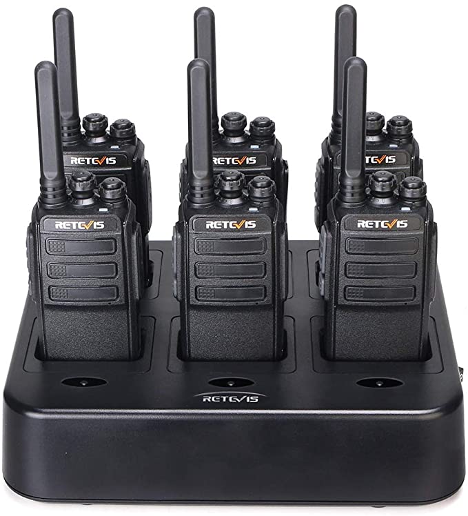 Retevis RT28 Two-Way Radios Long Range,Rechargeable 2 Way Radio,Walkie Talkie for Adults with Six Way Gang Multi Charger,VOX Compact Sturdy,Business Security Church (6 Pack)