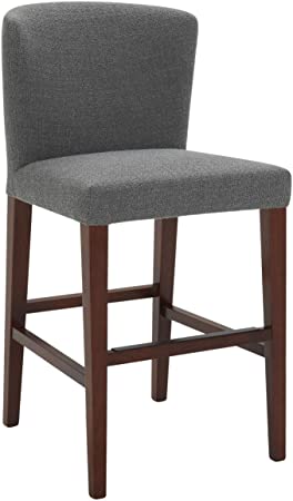 Amazon Brand – Rivet Eli Modern Curved-Back Counter-Height Barstool, 38.2"H, Flannel