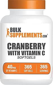 BulkSupplements.com Cranberry with Vitamin C Softgels - Cranberry Supplement, Cranberry Pills for Women and Men, Cranberry Softgels - Gluten Free, 1 Softgel per Serving, 365 Softgels