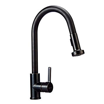 AmazonBasics Modern Pull-Down Kitchen Faucet with Sprayer, Oil-Rubbed Bronze