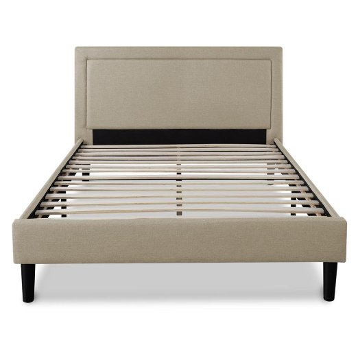 Zinus Upholstered Detailed Platform Bed with Wooden Slats King