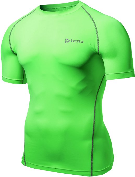 Tesla Mens Cool Dry Compression Baselayer Short Sleeve T Shirts R13