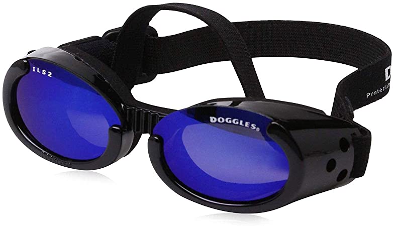 Doggles - ILS2 Shiny Black Frame with Mirror Blue Lens