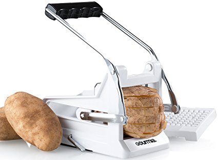 Gourmia GCU9245 French Fry Cutter Professional Potato Slicer With 2 Interchangeable Blades Also Use for Vegetables Like Cucumber, Carrot & More