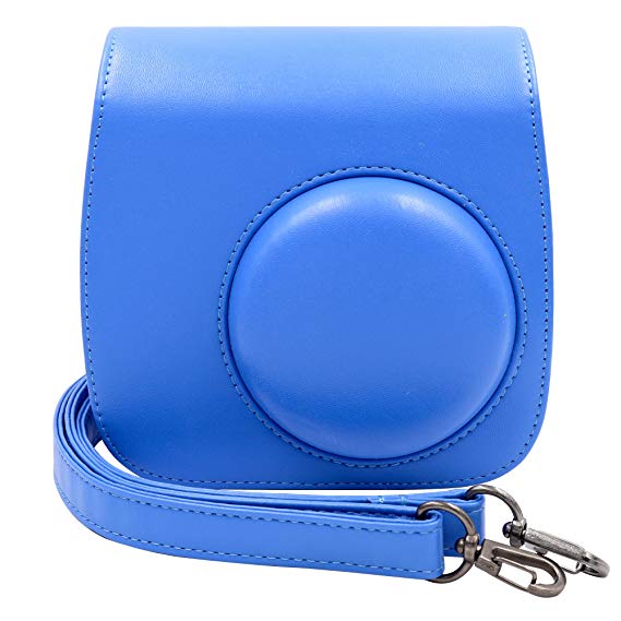 Ablus Instant Camera PU Leather Case Bag for Fujifilm Instax Mini 8/Mini 8 /Mini 9 Instant Film Camera with Shoulder Strap and Pocket (Cobalt Blue)