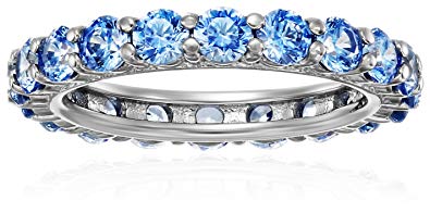 Platinum or Gold Plated Sterling Silver All-Around Band Ring made with Swarovski Zirconia