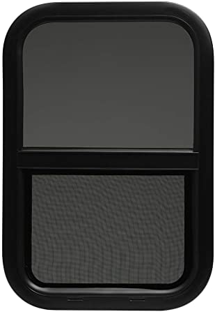 ToughGrade Vertical Black RV Window 14" X 18" X 1 1/2" Includes Mounting Ring and Bottom Screen