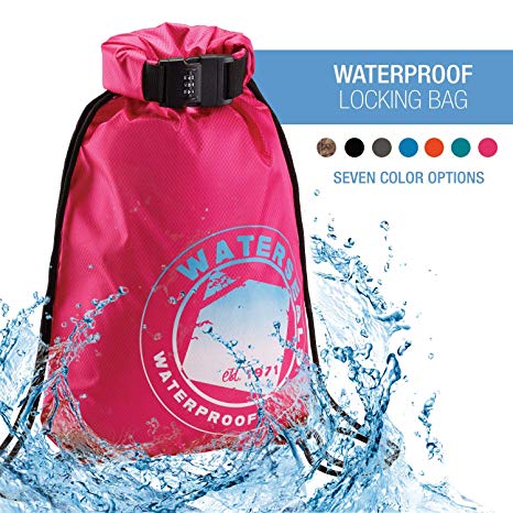 Lewis N. Clark WaterSeals Cinch Drawstring Backpack Women & Men Anti-Theft Combination Lock   Ripstop Waterproof Material to Protect Wallet iPhone   Valuables at The Beach Pool Sports Camping, Pink