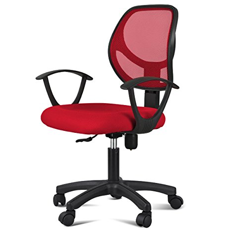 Yaheetech Ergonomic Mesh Computer Office Desk Task Midback Task Chair (Red)