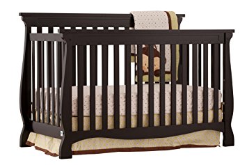 Stork Craft Carrara 4-in-1 Fixed Side Convertible Crib, Black