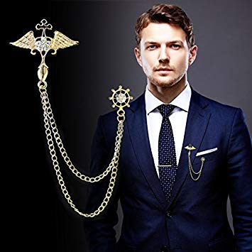 Custom men's suits Korean angel wings brooch pin chain tassel igan shirt collar collar pin brooch lapel