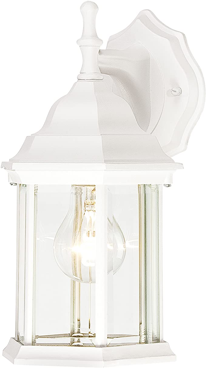 Westinghouse Lighting 6783400 One-Light Exterior Wall Lantern, Textured White Finish on Cast Aluminum with Clear Beveled Glass Panels