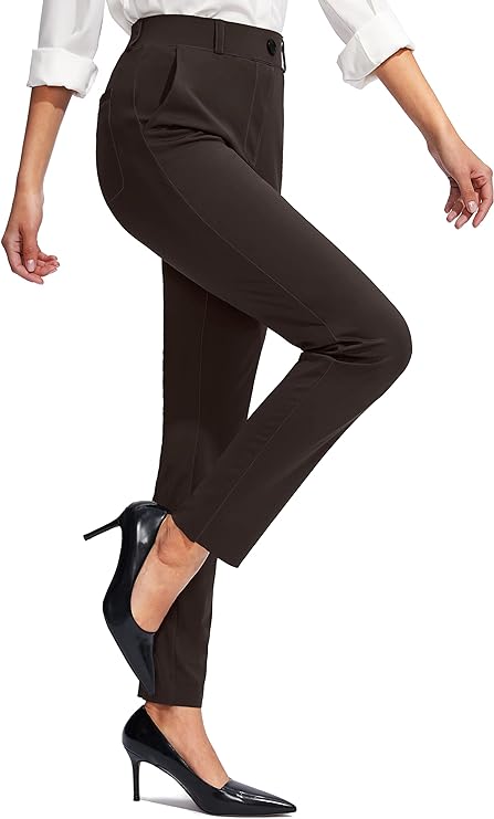 Rammus Womens Dress Leggings with 4 Pockets Stretch Work Pants for Women Skinny Slacks for Casual Business Office 26"/28"/30"