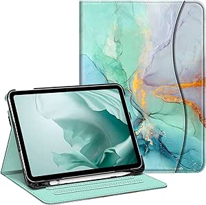 Fintie Case for iPad 10th Generation 10.9 Inch (2022 model), Multi-Angle Viewing Protective Stand Cover with Pencil Holder & Pocket, Auto Sleep/Wake, Emerald Marble