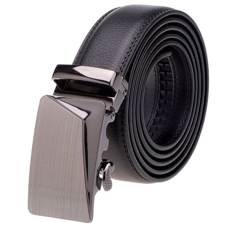 Vbiger Men's Leather Belt Sliding Buckle 35mm Ratchet Belt Black