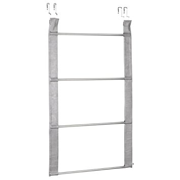 InterDesign Lauren Over-the-Door Towel Holder Rack for Bathroom - 4 Bars, Gray/Chrome