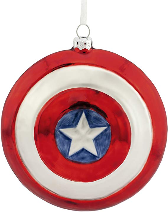 Hallmark Christmas Ornament Marvel Captain America Shield Blown Glass