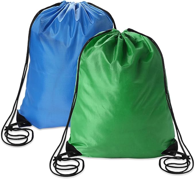 2 Pcs Drawstring Backpack Bags Sports Cinch Sack String Bags Blue Green Drawstring Gym Bag Draw String Backpack Bulk Swimming String Bags