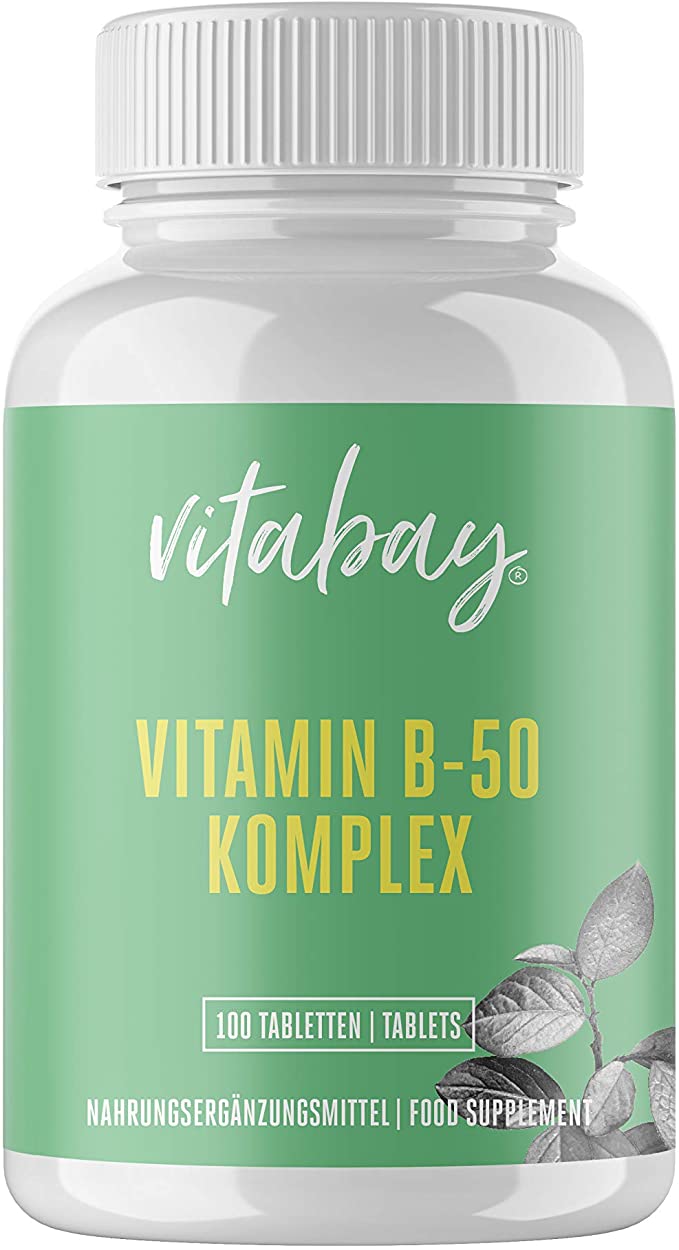 Vitamin B-50 – 100 Tablets – Highly dosed Vitamin B Complex – Contains All B Vitamins – with PABA