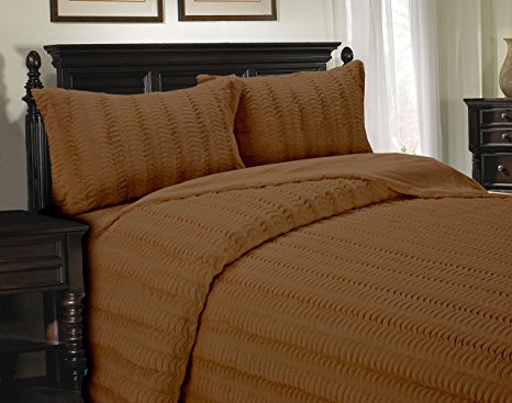 Cathay Home Lofty Luxe Faux Fur Blanket, Full/Queen, Caramel