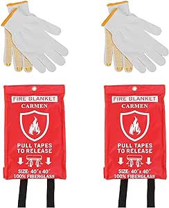 Carmen Fire Emergency Blanket Fire Blanket for Home Kitchen Camping Car Office Warehouse Emergency Survival Safety (2-Pack)